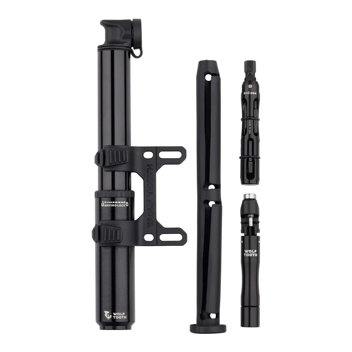 WOLF TOOTH ENCASE PUMP 85CC WITH HEX BIT WRENCH MULTI-TOOL & CHAIN + TYRE PLUG TOOL