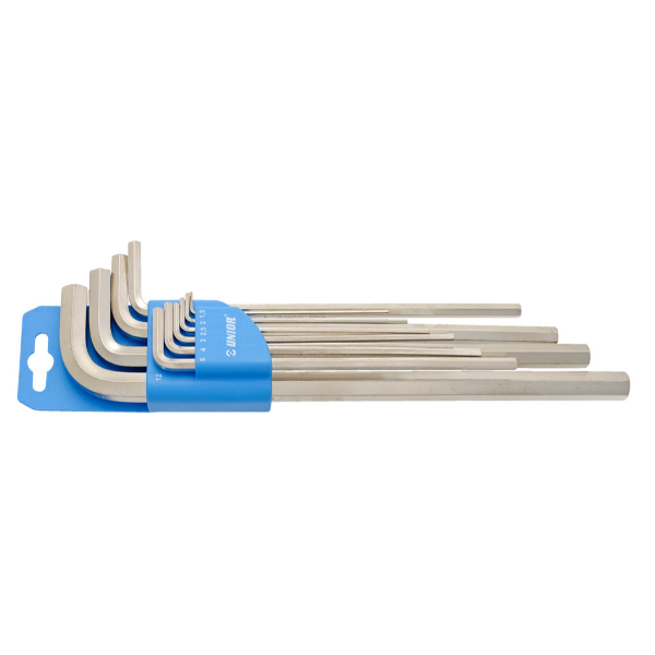 Unior Set of Hexagon Wrenches, Long Type On Plastic Clip Metric image 2