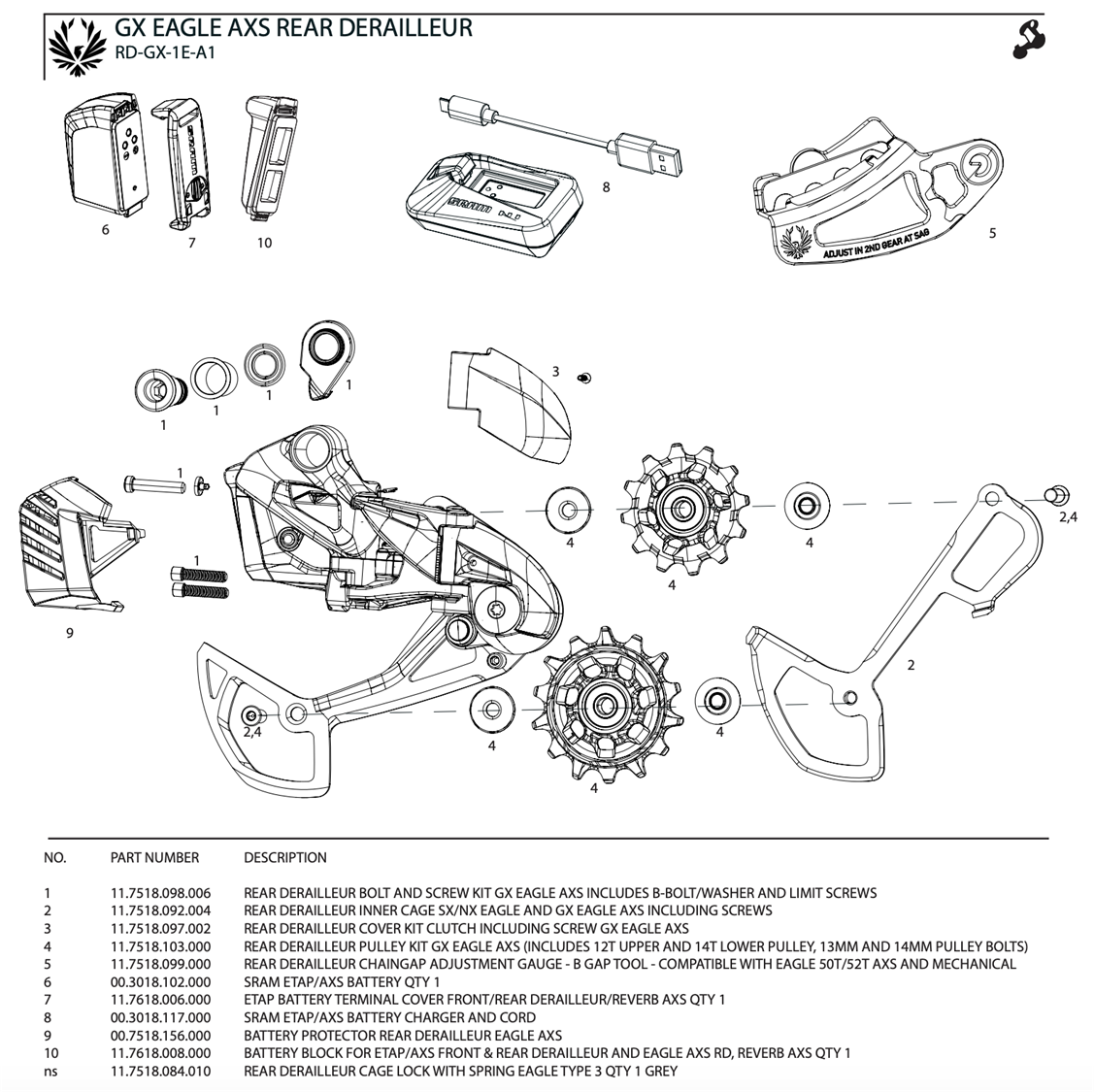 SRAM GX AXS Rear Derailleur Parts image 2